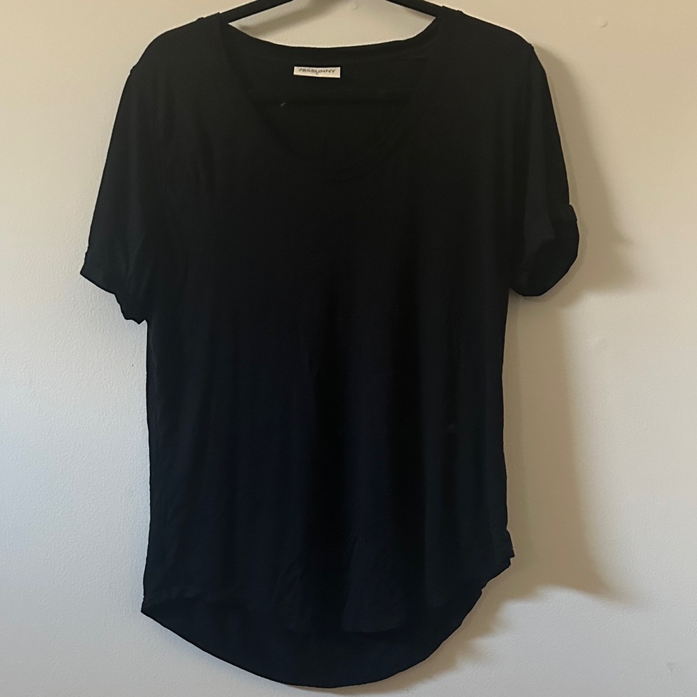 Elegant Black Short Sleeve Women's Tee